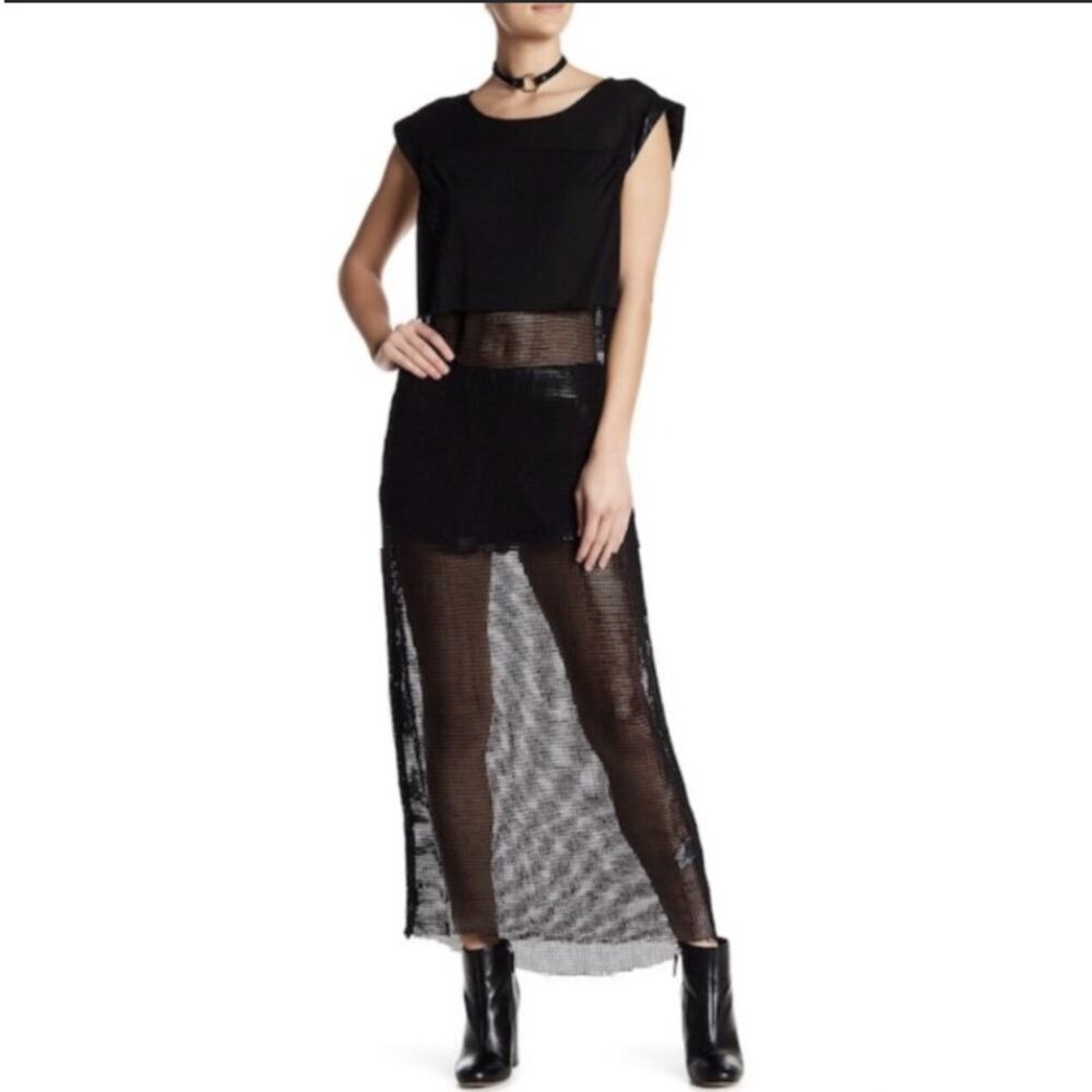 One teaspoon black mesh maxi, size medium cap sleeve crop top, sheer long skirt